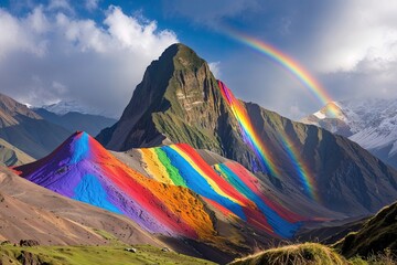 Vibrant Expedition to the Natural Splendor of Vinicunca, Rainbow Mountain, PeruExploring the Splendid Rainbow Mountain in Peru: A Joyful Adventure Through Nature's Magnificent Landscape