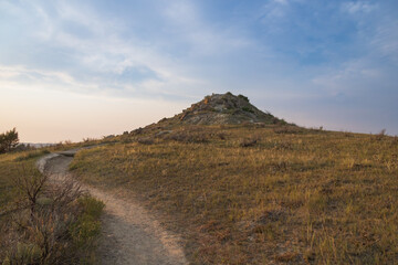 View from Wind Canyon Trail in Theodore Roosevelt National Park at golden hour