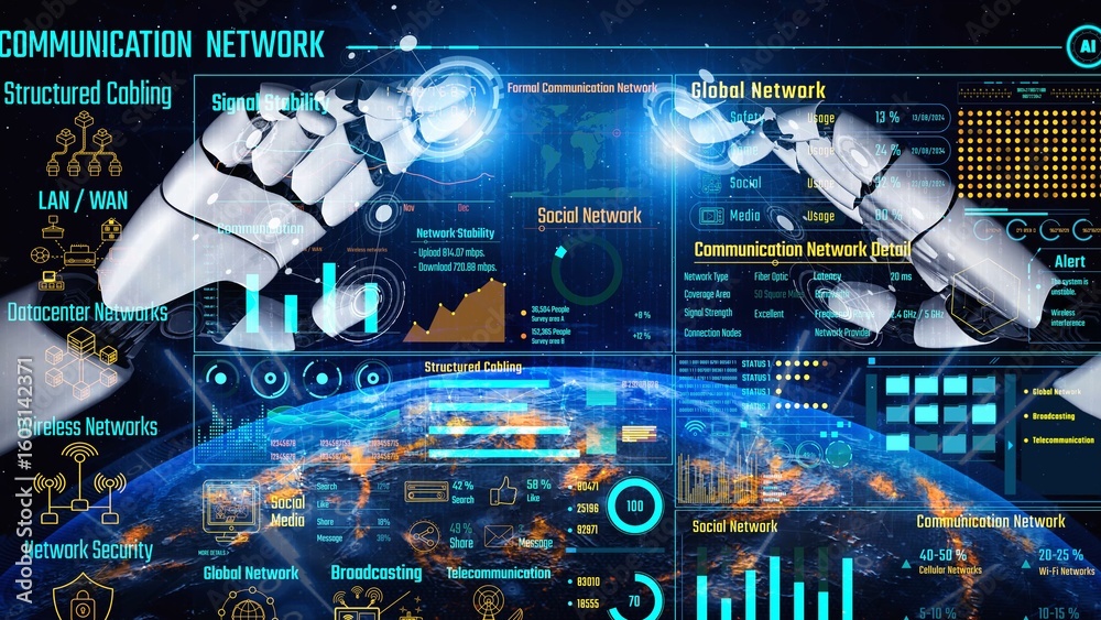 Poster ai monitors data center performance via virtual assistant dashboards, connection insights, and artif