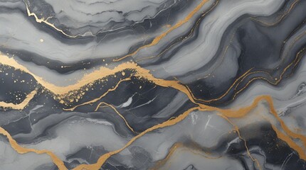 Gray Stone Marble with Flowing Golden Lines