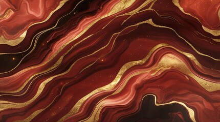Deep Orange Marble with Glowing Flow Lines