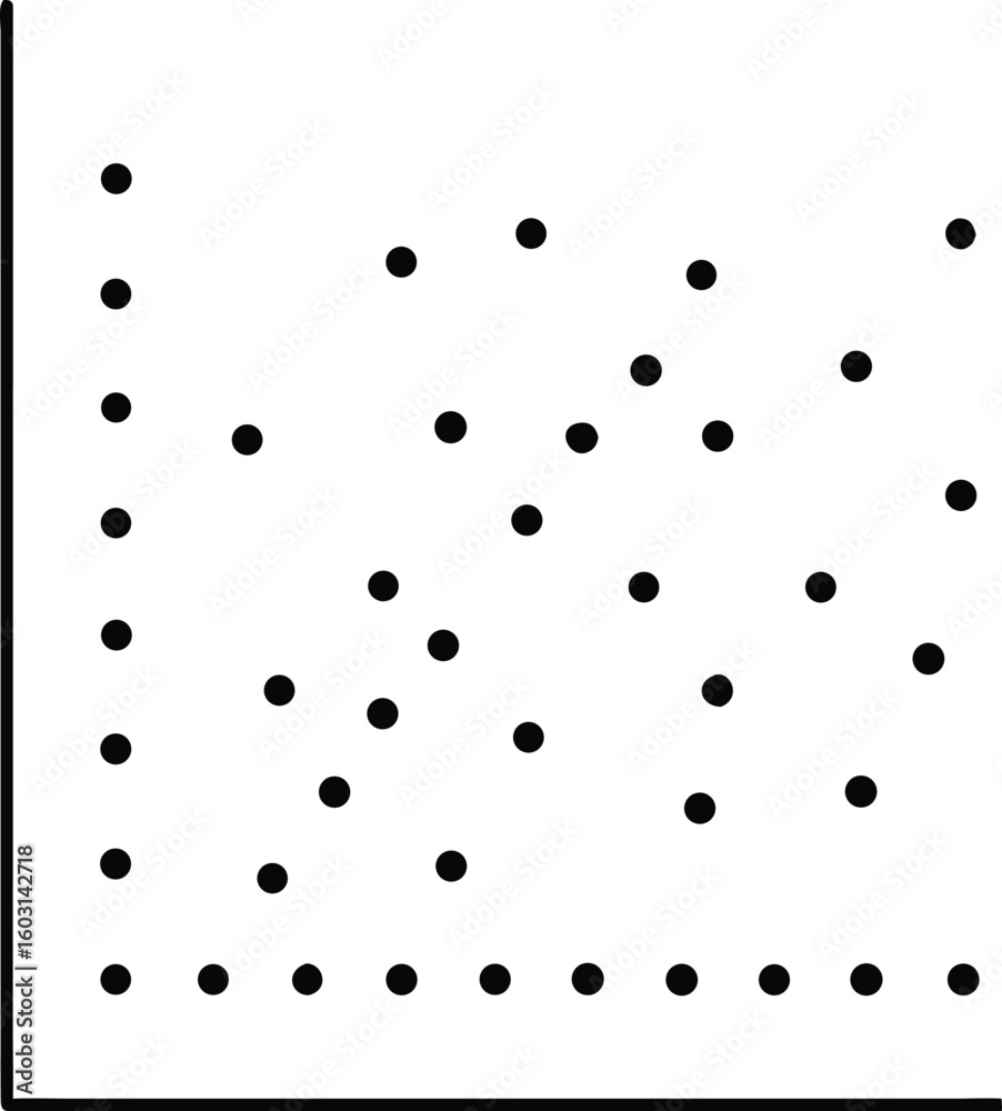 Poster clean black outline vector scatter plot with ten data points isolated on transparent background