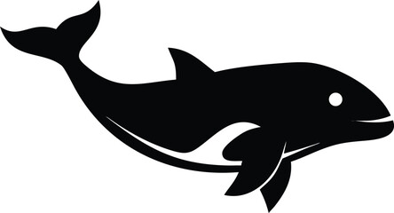 Obraz premium A bold silhouette of a whale swimming gracefully viewed from the side isolated on transparent background