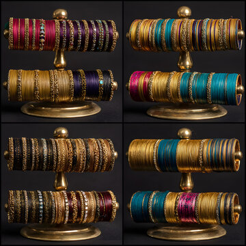 Colorful Bangles Arranged on Display Stand

