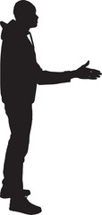  vector; silhouette of man shaking hands with imaginary person