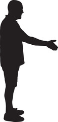  vector; silhouette of man shaking hands with imaginary person