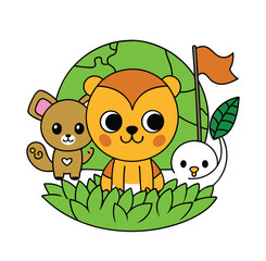 Cute jungle friends