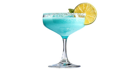 Refreshing Blue Cocktail with Lime Slice Garnish