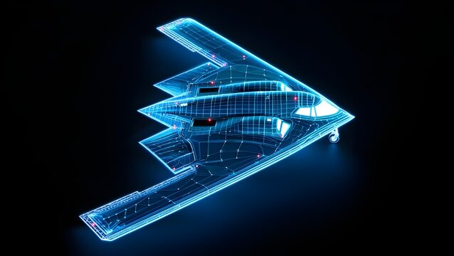 Looped Animation Preview &mdash; B-2 Spirit Radar Signature Visualization on Dark Background