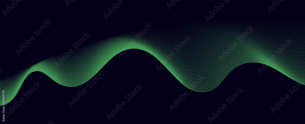 Poster Dark abstract background with glowing wave. Shiny moving lines design element. Elegant dynamic wavy lines. Modern futuristic technology concept. eps10