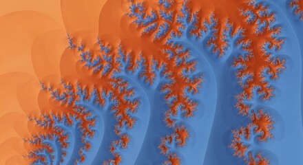 Colorful Fractal Pattern with Orange and Blue Coral Reef Design