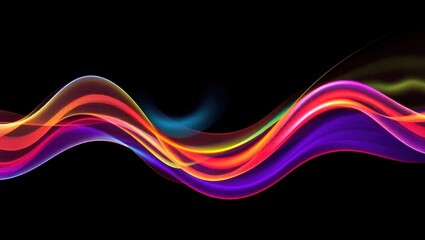 Abstract wave lines pattern dynamic colorful light flowing isolated on black background. concept of music, party, technology, modern. Abstract flowing wavy lines. Colorful dynamic wave