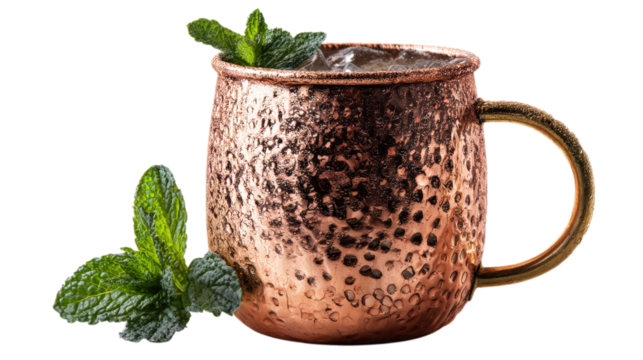 Refreshing Copper Mug Drink with Mint Garnish