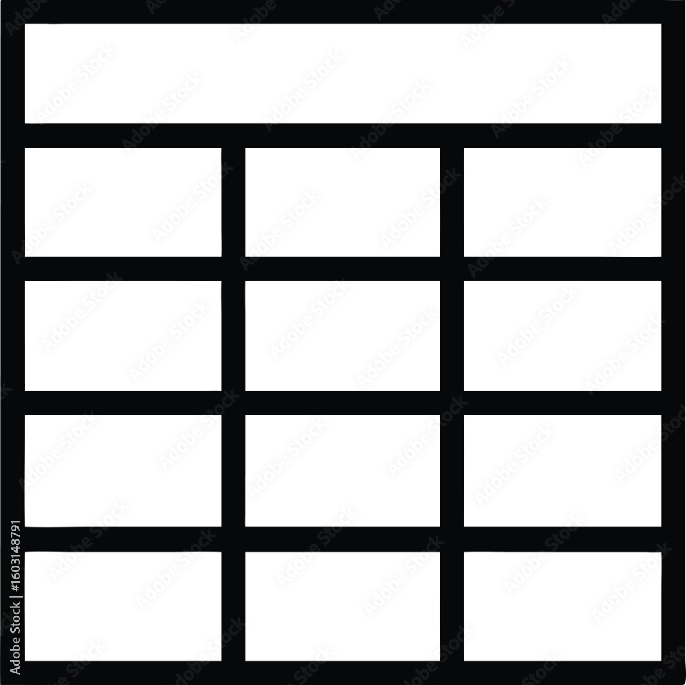 Poster a single black outline vector icon of a grid based structure isolated on transparent background