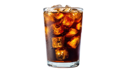Refreshing Iced Cola in Glass with Ice Cubes