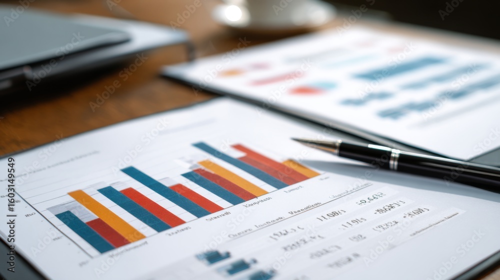 Poster a high-resolution image of a financial report featuring multiple bar charts with detailed performanc