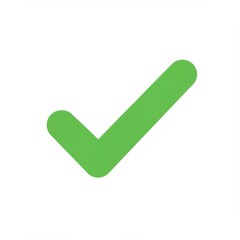 A simple bold green checkmark symbol on a clean white background