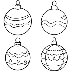 Golden Xmas Bauble Icon – Outline Vector Illustration of Festive Christmas Ornament