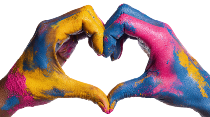 Hands Forming Heart Shape with Vibrant Color Contrast