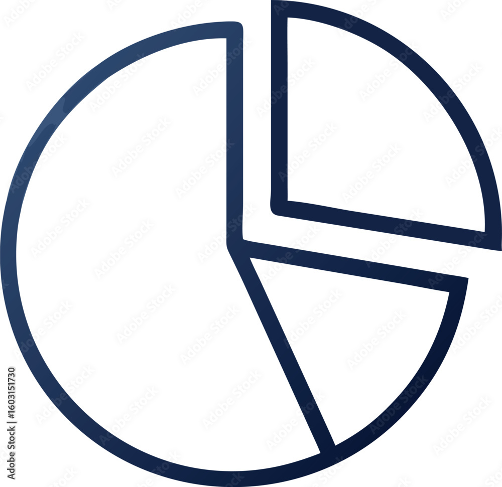 Poster single black outline vector icon of a segmented shape isolated on transparent background