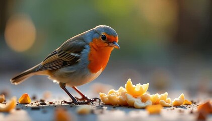 Pekin robin eating its favorite food quietly