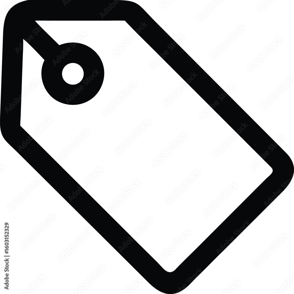 Poster a single black outline vector icon of a price tag with a simple design isolated on transparent backg