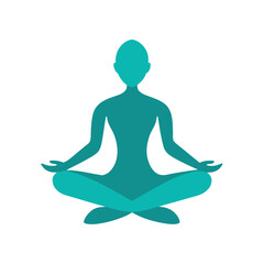 Teal yoga silhouette