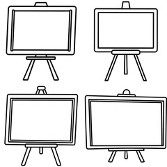Whiteboard Icon – Outline Vector Illustration of a Classroom or Office Presentation Board