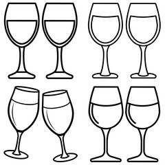 Wine Glasses Icon – Outline Vector Illustration of Elegant Drinkware for Celebration and Dining