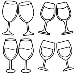 Wine Glasses Icon – Outline Vector Illustration of Elegant Drinkware for Celebration and Dining
