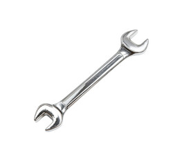 A crossed chrome wrench isolated on a white background, png, transparent