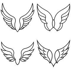 Wings Icon – Outline Vector Illustration of Bird or Angel Wings for Creative Design