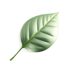 Leaf, 3D illustration, metallic material, soft reflections, white background. Generative AI