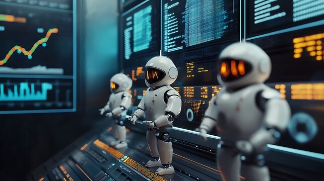 Predictive charts animated by tiny robotic managers