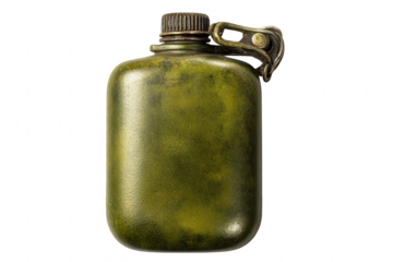 Military canteen bottle isolated on a white background, png, transparent