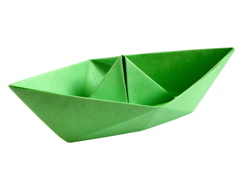 Green paper boat folded origami isolated on a transparent background image - Powered by Adobe