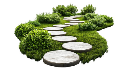 A long stone path in the garden, separated on a transparent background.