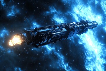 high-tech railgun floating in anti-gravity field