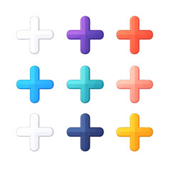 Obraz premium Colorful Plus Icons Set on White Background