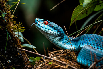 snake in the aquarium