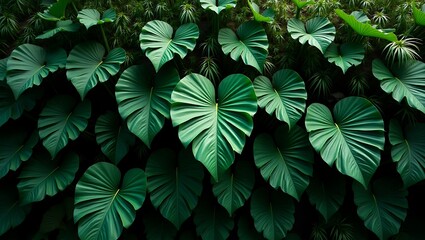 Lush green tropical leaves background wallpaper for nature lovers and plant enthusiasts seeking greenery on transparent background
