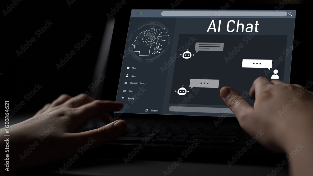 Poster ai chatbot interface facilitates communication, chatbot, and ai interaction for automated user suppo