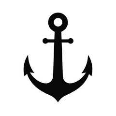 Black anchor icon vector © Nasir