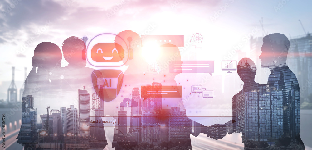 Poster ai chatbot improves virtual assistant interaction. ai chatbot processes text, supports users, ai cha