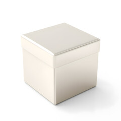 Package box, 3D illustration, metallic material, soft reflections, white background. Generative AI