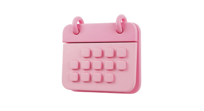 Pink calendar icon for appointments and reminders isolated PNG with Transparent Background