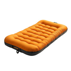 An inflatable orange camping pad designed for comfort during outdoor leisure activities.
