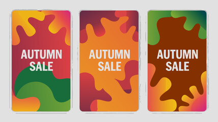 Vibrant Autumn Sale Promotion Graphic for Mobile Devices with Colorful Abstract Background Designs 200 characters