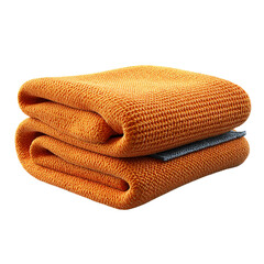 Cozy orange blanket folded neatly, perfect for home decor or outdoor activities, adding warmth and comfort.