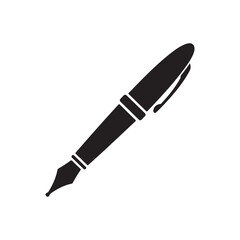 Sleek black fountain pen vector icon for elegant writing